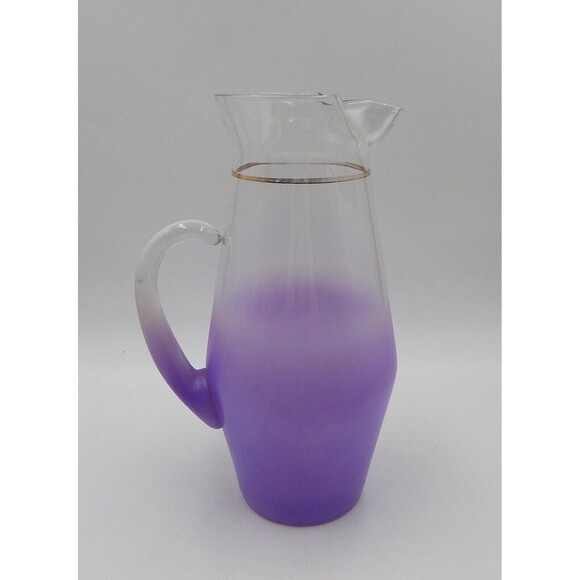 Blendo West Virginia Glass Lemonade Pitcher Frosted Lavender Glass 11.5 Inches - Picture 1 of 12